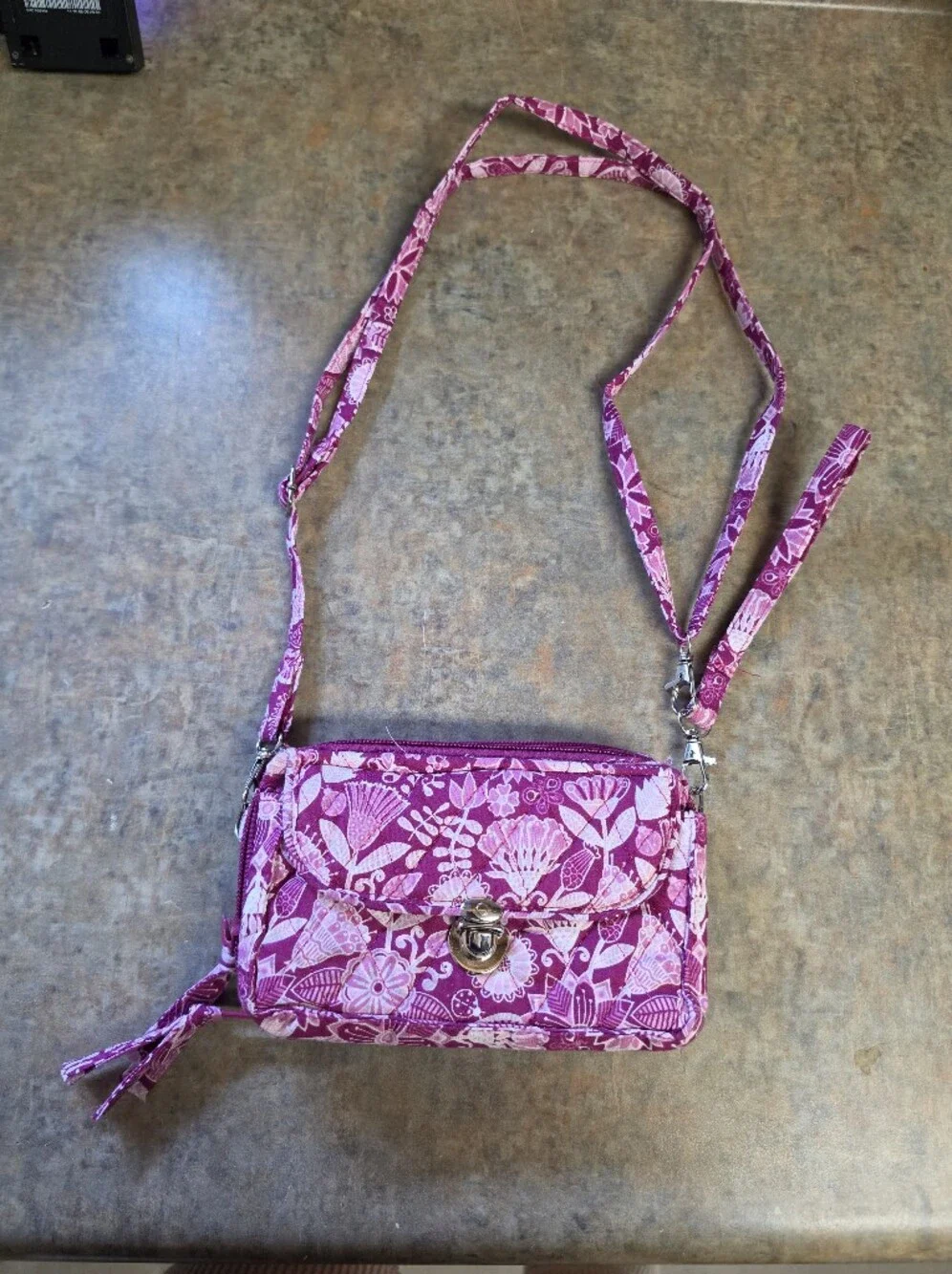 Pink Floral Crossbody Wallet Purse